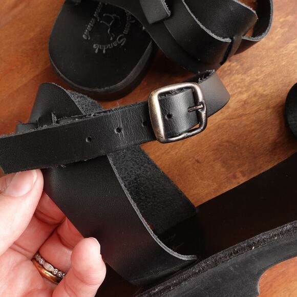 Jerusalem Sandals Womens SZ EU 40 US 9 BLK Chloe Leather Ankle Strap Flat Shoes - Picture 13 of 14